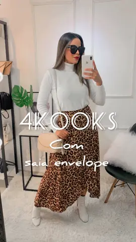 4 looks : com saia envelope #saiaenvelope  #fashion #fashiontiktok #moda #saopaulo  #brasil #saiaanimalprint #saiaonça
