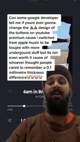 bro this is a direct shot at google like in 2022 who really has time to decipher between a 0.1mm thick font and a 0.2mm thick font when you’re going back to the app after some time and not directly comparing the 2 this a joke my ipod in 2012 had a better UI/UX than this 😭😭😭 #youtubepremium