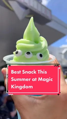 Must Try Snack at Magic Kingdom this summer the Alien Freeze with Blue Raspberry Slush w/ Dole Whip lime and sugar eyes. #magickingdom #disneyworld50 #disneysnacks #magickingdomfood #orlandofoodie #orlandoblogger @travelsofsarahfay1