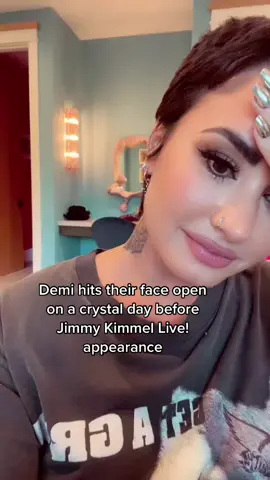 #DemiLovato hits their face open day before #JimmyKimmel appearance