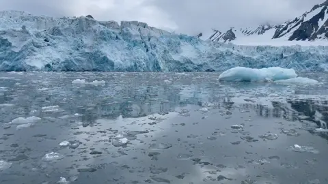 The sound of Dahlbreen glacier in Spitsbergen,     Currentky about 15km long . It has retreated  recently, uncovering an island and the bay  Dahlbrebukta.      #climatechange #glacier #northpole #ice #carving #blue #melting #polar #svalbard #spitsbergen #Dahlbreen