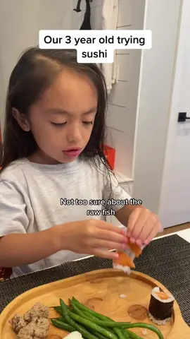 Some days she eats really good some days she licks ketchup #toddlersoftiktok #sushi #toddlerfood #foryou
