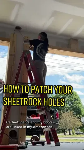 How to patch your holes #bluecollarbabe #electriciansoftiktok #femaleelectrician #construction #milwaukeetools #trollco #electrician #snakingit