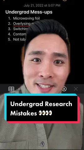 Replying to @mh.bioengineering  #greenscreen LOL im not shaming anyone here because I’ve been guilty of a couple here too 👀👀 but undergrads sometimes aren’t it… and I’m speaking from personal experience haha. Be gentle with your undergrads ❤️ unless they’re the spawn of satan. Then undergrad research in your lab is not the move xoxo #undergradresearch #researchscience #biologistontiktok
