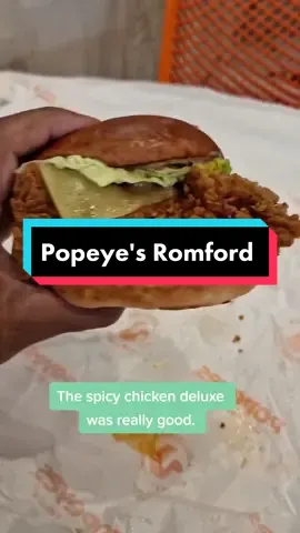 Popeye's Romford 60-62 South St, Romford RM1 1RB really impressed with the customer service and the food was good. Definitely recommend that spicy deluxe burger #halal#halalfoodlondon #halalfood#halalburger#romford