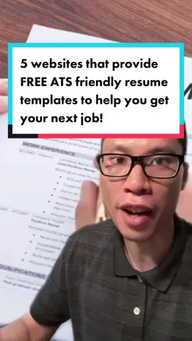 5 websites that provide free ATS friendly resume templates to help you get your next job. #resume #resumetips #jobsearch #career #careeradvice #jobtips