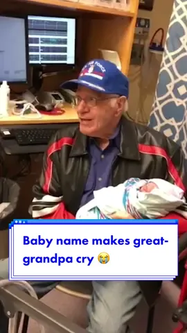 A great-grandfather is brought to tears when he finds out this baby's name. 🍼 #grandpasoftiktok