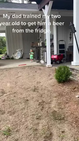 My dad trained my two year old to get him a beer from the fridge. #toddler #toddlersoftiktok #toddlertok #toddlerlife #grandpa #grandchild #grandparentsoftiktok #grandparentsbelike #grandparentshouse #grandpababysitting