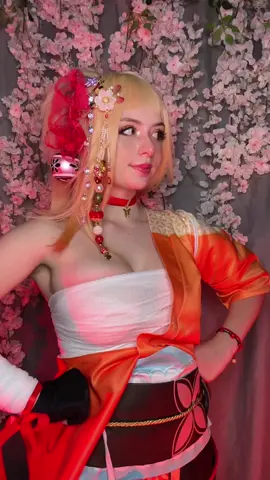I was in heels 😭 have you guys started Diluc’s event? #genshinimpactcosplay #GenshinImpact #yoimiyacosplay #yoimiya