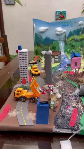 Maqueta sobre contaminación ambiental