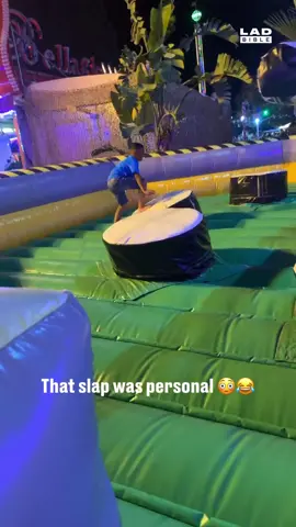 Why was it so loud 🥴😂 🎥 @benaouda59 #ladbible #fyp #foryoupage #inflatable #wipeout #wipeoutfails