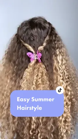 🦋 easy summer hairstyle 🦋 #easyhairstyles #hairstyleinspo #curlyhair