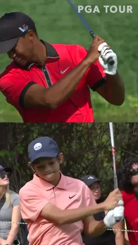More pf #TigerWoods and #CharlieWoods matching mannerisms 😱👏 @pgatour #golf