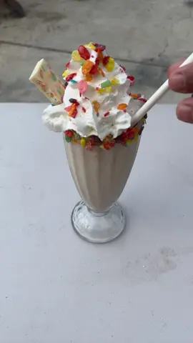 Fruity Pebbles Milkshake!                             #fyp #foryou #viral #desi #fruitypebbles #candy #milkshake #drink #enjoy
