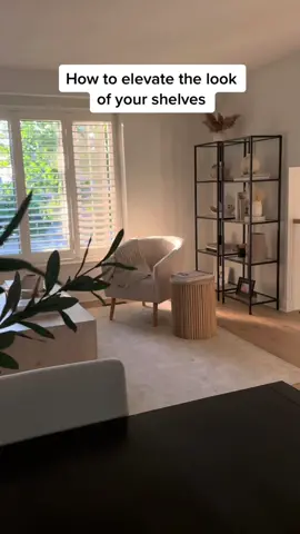 How I elevate inexpensive IKEA shelves ✨ #livingroomdecor #shelfdecor #warmmodern  #ikeahacks