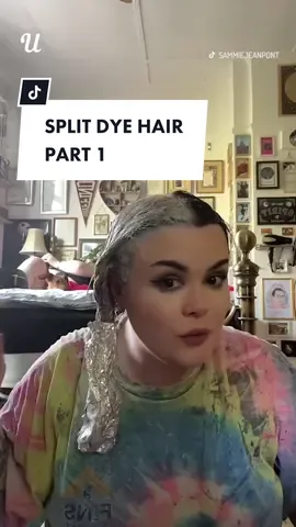 Watch as Sammie attempts to split dye her hair! Part 1 (@Sammie Jean Pont) #hairtok #hairdye #splithair #splithairdye #hairfail #DIY #part1 #fyp #foryoupage