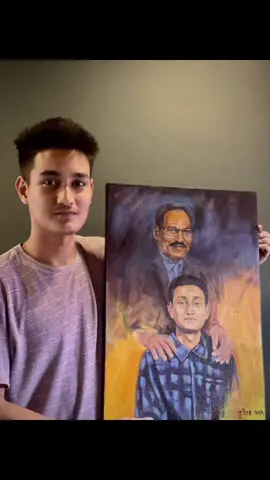 portrait painting of coolboyyy and his father🎨🖌️🖼️. loved his reaction ❤️❤️#art #artwork #artist #artistsoftiktok  #coolboyyy #coolboyy #coolboyyyg #coolgang