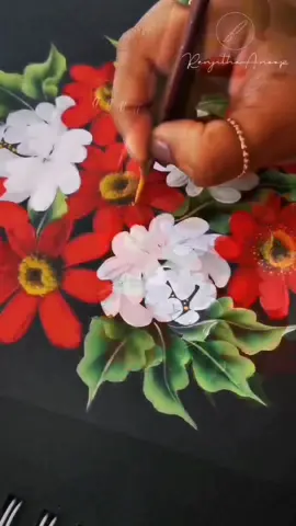 Red Flowers #fyp #foryoupage #flowergirl #roundbrush #daisyflowers