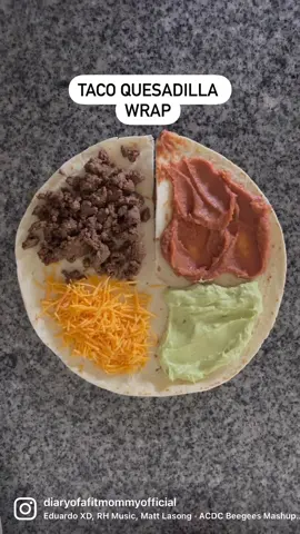 QUICK EASY DINNER IDEA 💖 Made these the other day and they were so good. All you need is a tortilla, your choice of meat (I used ground beef but you can use steak, chicken, pork), shredded cheese, avocado (I blended my avocado with sour cream and garlic cloves to make a crema), and refried beans. You cut a slit in the bottom of the tortilla to halfway. Put each ingredient onto each of the four squares. Wrap/fold over and bake (or pan fry!) to melt the cheese and give it a nice crisp. #tacos #quesadilla #mexicanfood