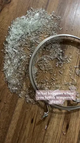 Accidentally smashed a tempered glass lid. The glass continues to break into smaller pieces and “jumps” around - very different from other types of glass when theh break! #temperedglass #glass #breakingglass #accident #interesting #Shoppers60