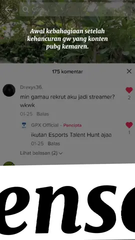 kita akhiri aja kali ya? sorry banget buat kalian yang udah bikin gw semangat sampai detik ini. Kalian semua hebat,dan big thanks buat @gpx.gg @gpxfamily_ @detikcom karna udah menggelar ajang pencarian itu,semoga sukses terus kedepannya. Thank You Semuanya🙌  #story #esport #perjuangan #MenjadiIndonesia #xyzbca #fyp #mobilelegends