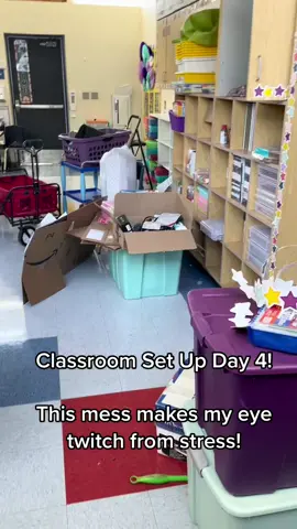 My classroom is a DISASTER right now. 1 more work day then students come. 😱 #classroomsetup #backtoschool #teacher #teacherlife #teachersoftiktok