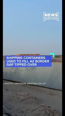 Two of the shipping containers used to fill a border wall gap in Arizona were tipped over, raising concerns about their efficacy. #borderwall #arizona #yuma