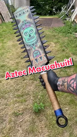 Aztec Macuahuitl #bladesmith #aztec #weapon #macuahuitl #weaponry #handmade #woodwork #woodclub #historicweapons 