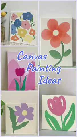 Easy Canvas Painiting Ideas!! Flowers’ collection🌸 #canvaspainting #painting #paintingart #aesthetic #cute #modern #art #pastel #craft #artist #arcylicpaint #fyp 