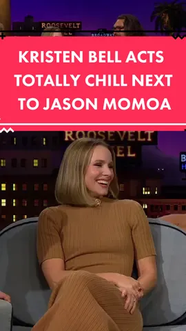 @kristenanniebell does her best to play it cool next to #JasonMomoa #GameOfThrones #LateLateShow #KristenBell #GOT 