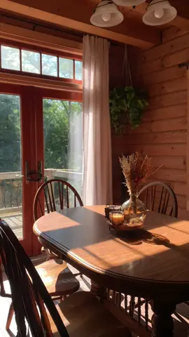 One month in our beautiful first home🤍 we’ve worked so hard to make it feel like ours. So much more to come. #loghome #cabin #cozyhome #cabininthewoods #fyp