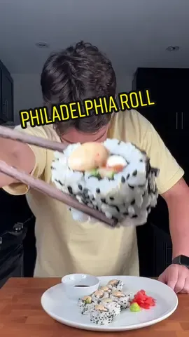 Truth be told I don’t like cream cheese in sushi…. but alas, my hands are tied. 🍣🍱 #philadelphiaroll #sushi #food #fyp  
