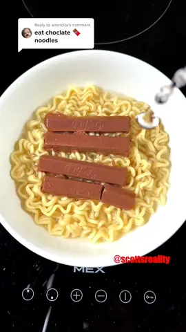 Replying to @anandita I didn’t expect it to taste this good 😋 (I’ll try it with milk next time) #noodles #recipesoftiktok #chocolate #kitkat