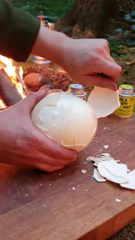 What is your favourite way to eat eggs ? 🥚🔥🌳🌿#fy #outdoor #asmr #firekitchen  #cooking #eggs #ostrichegg #ostrich