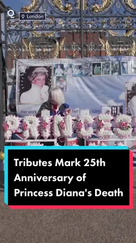 Tributes were set up in #London and #Paris to mark 25 years since #PrincessDiana died. #Royals #RoyalFamily #Diana #memorial #UK