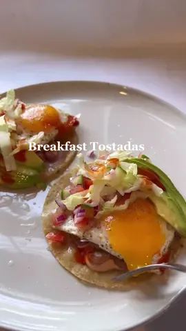 Mexican for breakfast >>> #breakfasttostada #tostadas #breakfastideasbyme #runnyeggyolk 
