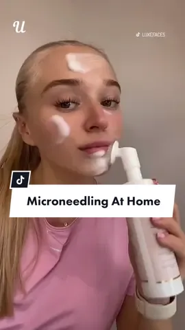 Would you trust yourself putting needles on your face? 😳 (@luxefaces) #microneedling #dermaplaning #dermaplane #microneedlingface #diyfacial #facialathome 