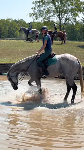 Who want to come splash around with us?? 💦🐎 #equestrian #eventer #crosscountry #horsegirl #horses #horse #cutegirl #farmgirl #model #girl #farmersdaughter