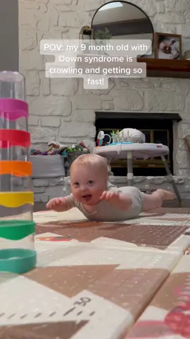 His little smirk, he’s so proud 😊 inchworm is on the move! #fyp #foryou #babiesoftiktok #babyboy #downsyndrome #crawling #upsyndrome