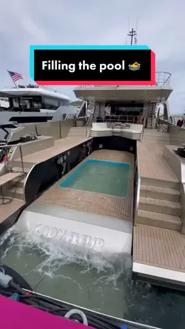 Best way to fill the pool 🛥 #yacht #yachtlife #yachtdesign #boat #boating #luxuryyacht #sailing #superyacht #topyacht #yachtinglife #yachtingworld #yachting #yachtlifestyle #yachtcrew #cannes #cannesyachtingfestival