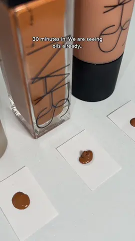 Replying to @kitkat highly requested to test out Fenty and Nars! These videos are so fun to film! All for entertainment purposes only 😊 #oiltest #foundation #foundationhack #makeup #makeupreview #oilyskin #dryskin #mattefoundation 