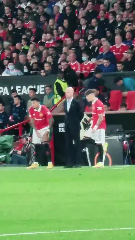 Sancho and Garnacho receiving last intructions before coming on vs Real Sociedad #mufc #manchesterunited #uel #sancho #jadensancho #garnacho #unitedontiktok #tenhag 