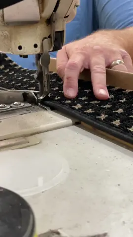 There are a couple ways to finish rugs. This is a binding machine which wraps the edge in a twill fabric for a clean finish. #ChewTheVibes #carpetbinding #carpet #carpets #rugs #binding #smoothlikebutter #homemade #homedecor #SmallBusiness #localbusiness #asmr #sounds #fabrication #custommade #customrug #customrugmaking #rugmaking #fyp