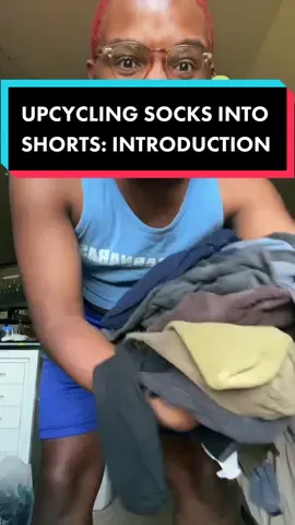Protype of upcycled socks into shorts! Watch me make them in the pinned video! Based on a tutorial by @wandythemaker #DrPepperTuitionContest #diyfashion #upcycling #upcyclingclothing #sustainablefashion #blacktok #rainbowmafia 