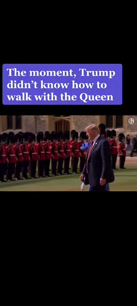 #queen #windsorcastle #trump Trump walked in front of the Queen during their walk while inspecting her Guard of Honor.The Queen appears to make a hand gesture as they turn the corner. She then attempts to pass behind the president, who stops walking and completely eclipses Queen Elizabeth from view for a moment. She returns to his right side and continues their walk.