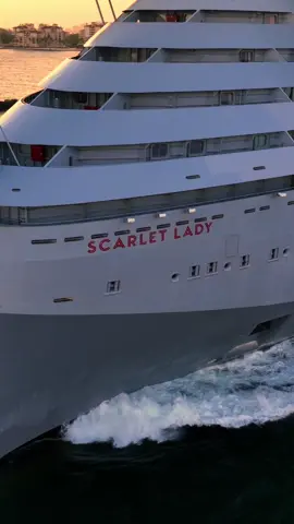 She’s so sexy! #scarletlady #virginvoyages #cruise #cruisetok #droneshot 