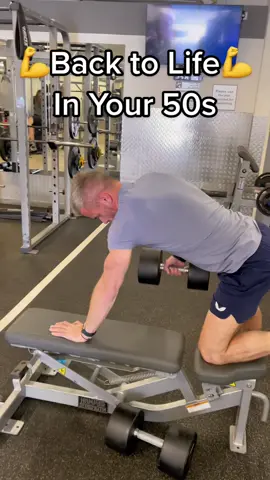 Get a strong back with dumbbell rows 💪 #fyp #foryou #foryoupage #FitTok #GymTok #fitat50 #strongat50 #fitdad #fitmenover50 #midlife #backworkout #dumbbellrow #strong 