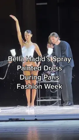 For spring 2023, #coperni dedicated its runway to “women of this world.” The main event? @Bella Hadid taking front and center stage while three men spray painted a dress onto her body. A female artist then went on to finish the look with her bare hands and a pair of scissors. You never know what to expect during #ParisFashionWeek! #fashionforyou 