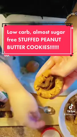 ALMOST SUGAR FREE Stuffed peanut butter cookies!! This recipe can also be made keto/low carb without the jam.  1 cup peanut butter, 1/4 cup oat flour, 1/4 cup sugar free  maple syrup and 1 egg. If you want the cookies sweeter also use 1/3 cup sugar free sweetner of choice. Mix all ingredients together until the oat flour soaks up the excess liquid and the dough becomes thick enough to roll. I used sugar free hazelnut spread, jam and peanut butter to stuff my cookies. The jam is my favourite!! Make a hole in the cookies, fill and carefully close in the dough around the filling before gently rolling. #cadbury #treat #snackbox #snackhack #vsgcommunity #vsgjourney #vsgtiktok #fyp #vsgfoods #gastricsleevecommunityaustralia #gastricsleevecommunity #gastricsleevetransformation #gastricsleevejourney #gastricsleevesurgery #gastricsleeve #peanutbutter #recipies #recipiesoftiktok #viralrecipe #viralvideo #food2022 #cook #cooking #cookingathometiktoktv #recipietok #healthysnacks #lowcarb #keto #ketodiet #ketorecipes #ketolife #ketoforbeginners #ketorecipe #ketocookies #fyp #foryou #wls #wlsjourney #wlscommunity #wls #wlssupport #vsgsnacks #sugarfreedessert #sugarfreerecipe 