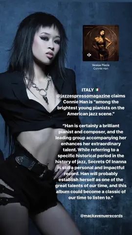 I look forward to electrifying concerts touring the music of #SecretsofInanna abroad in Europe and UK this November with the #ConnieHanTrio @billwysaske @ryanbergmusic⚡️See what the critics are saying. ITALY 🇮🇹 Glowing review by @jazzespressomagazine claims Han is “among the brightest young pianists on the American jazz scene.”  “Connie Han is certainly a brilliant pianist and composer, and the leading group accompanying her enhances her extraordinary talent. While referring to a specific historical period in the history of jazz, Secrets Of Inanna is still a personal and impactful record. Han will probably establish herself as one of the great talents of our time, and this album could become a classic of our time to listen to.” UK 🇬🇧 @marlbank @jazzwisemagazine “Han has a swagger that is all her own… who seems more than ever destined to be the next superstar of jazz piano globally.” “What Connie Han does here is in a league of its own for full blown improvisational possibility and group play that sounds very in the moment.” “Seemingly effortless keyboardist from the masterful US player Connie Han whose star power increases year on year…”  FRANCE 🇫🇷 #Sec#SecretsofInannathe Disc of the Day French radio station @tsfjazz  “Spiritual daughter of Chick Corea, this American pianist with a game as phenomenal as her look returns with a heroic and virtuoso album.” Stream and purchase #Sec#SecretsofInannavinyl/CD formats via @mackavenuerecords now at the link in bio. 📸 @robertlynden #con#conniehanz#jazzz#jazzpianon#conceptalbumiritualmusic  #modernjazz #modernjazz 